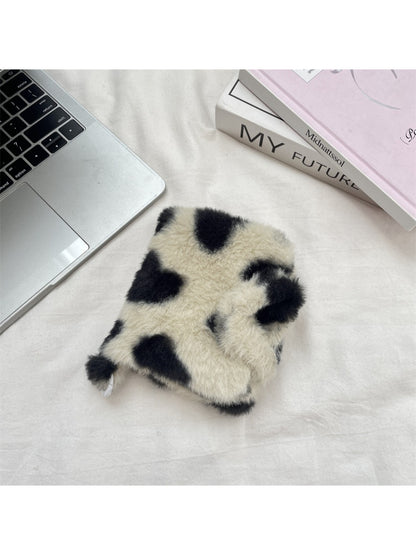 Cosbai - Plush Pattern Mini Pouch Heart