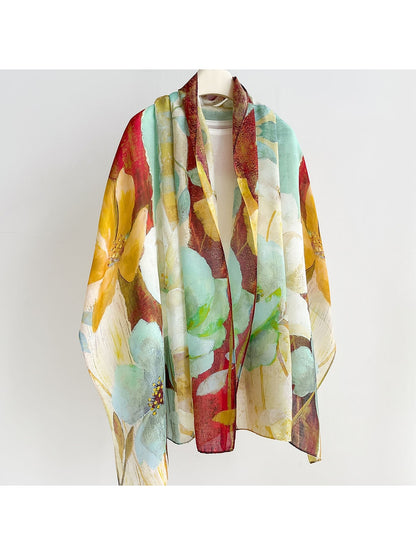 Scarvii - Vibrant Oil-Painting Style Abstract Scarf