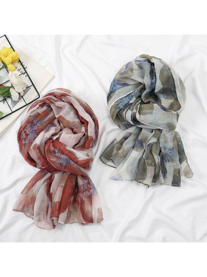 Scarvii - Soft Floral Print Spring Summer Scarf