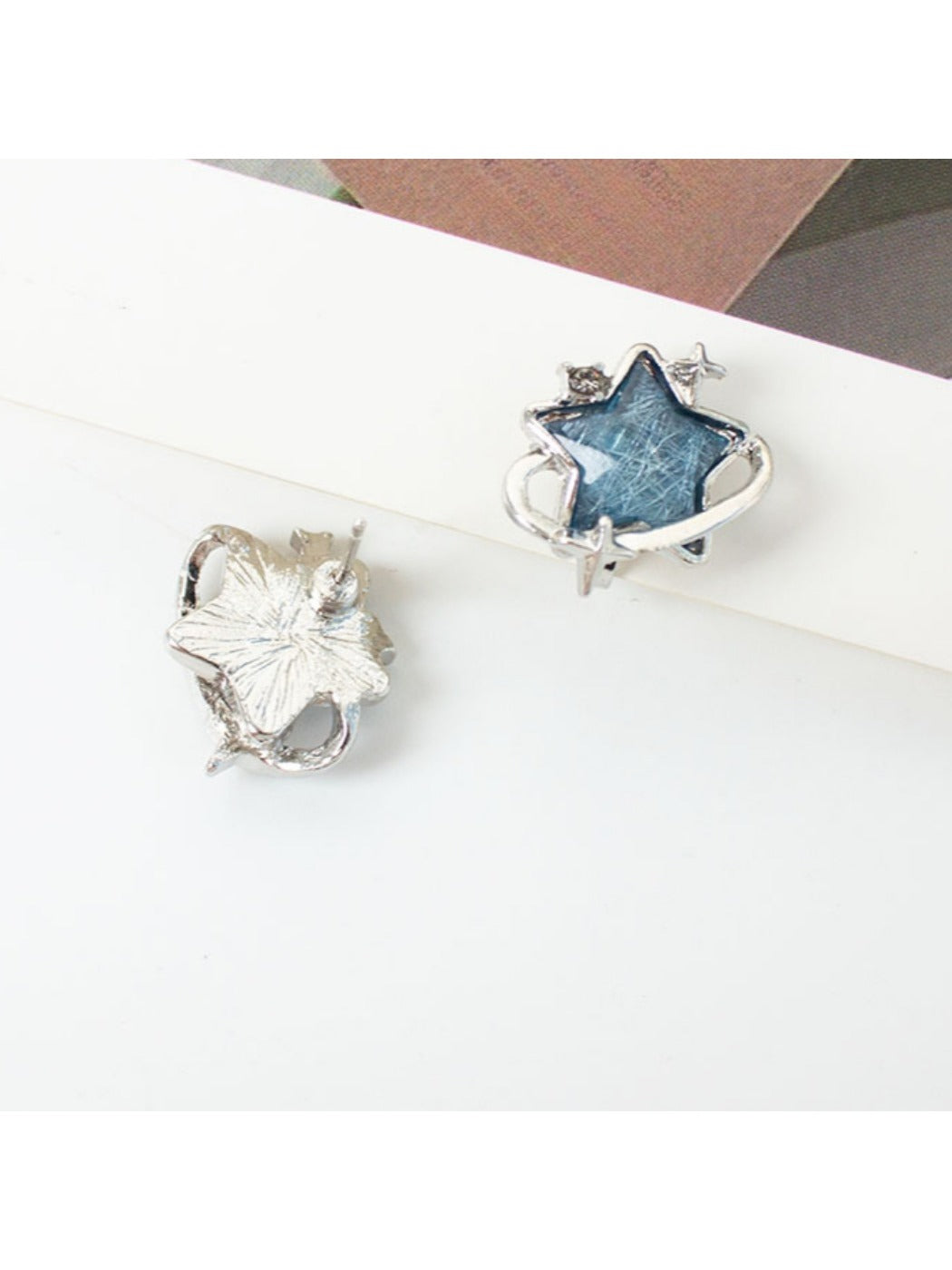 Earwish - Blue Star Stud Earrings - Simple & Sparkly