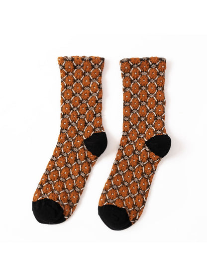Rufia - Vintage Floral Grid Crew Socks product image 8