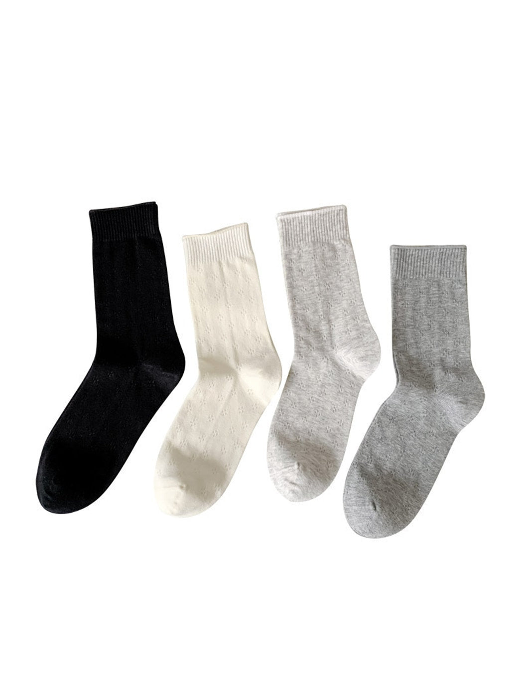Rufia - Floral Mesh Cutout Casual Crew Socks