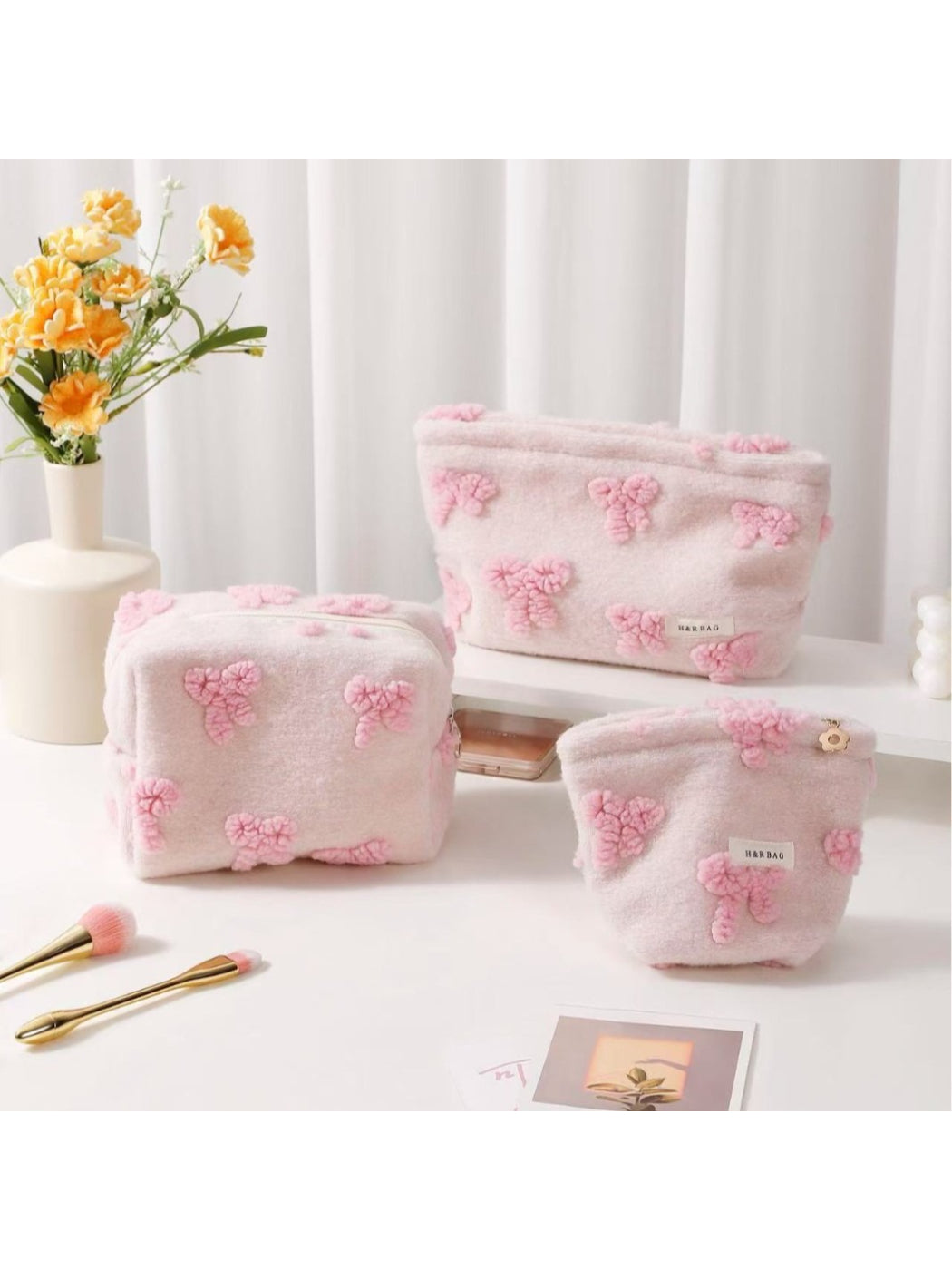 Cosbai - Teddy Bow Cosmetic Bag