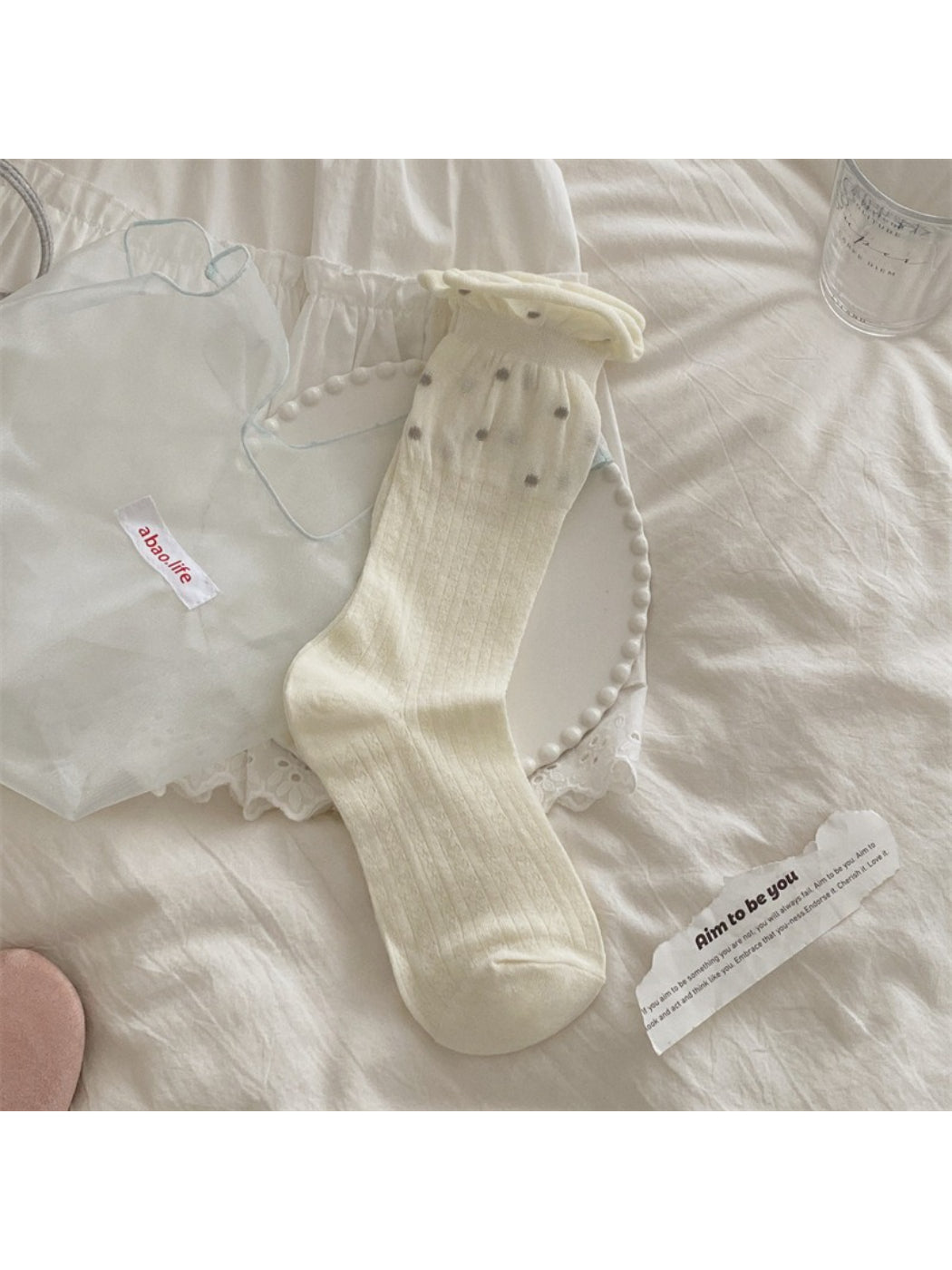 Rufia - Dotted Rib Knit Crew Socks