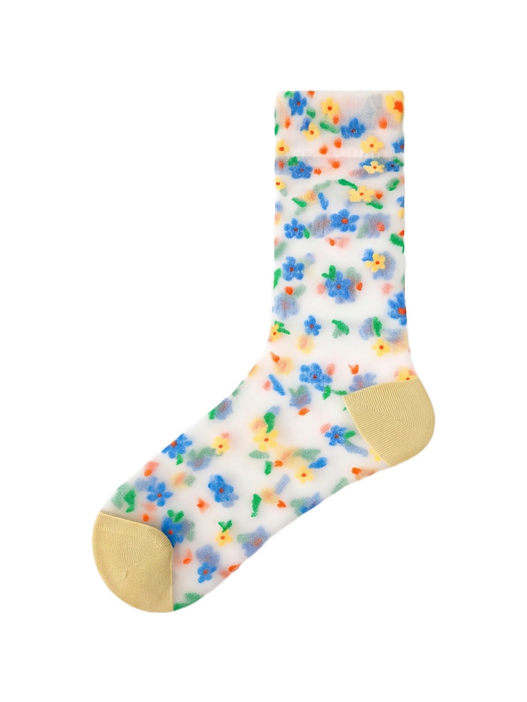 Rufia - Colorful Sheer Floral Stripe Crew Socks