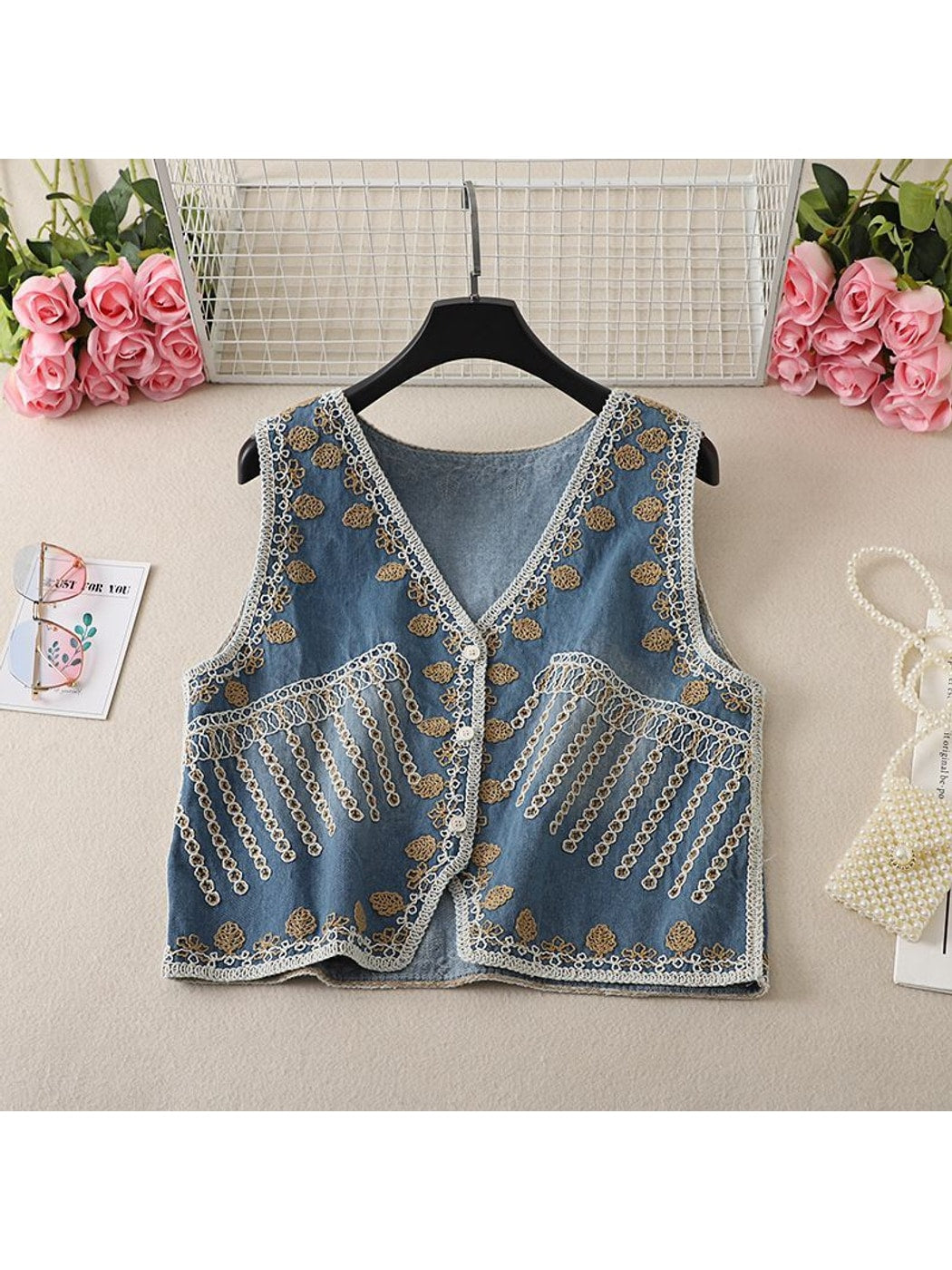 Crosa - Mixed Patterns Embroidered Vest