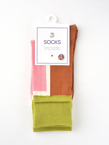 Rufia - Colorful Patchwork Stripe Mid-Calf Socks - Classic & Fresh