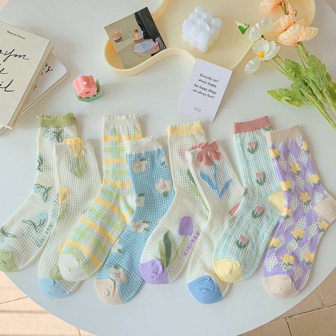 Rufia - Colorful Tulip Crew Socks
