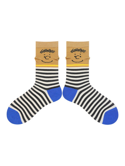 Rufia - Cute puppy pattern cuffed embroidered socks