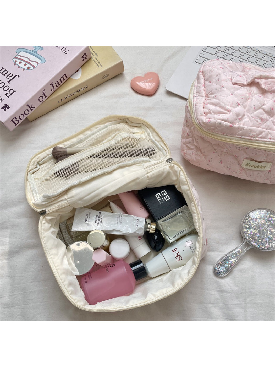 Cosbai - Quilted Travel Makeup Bag
