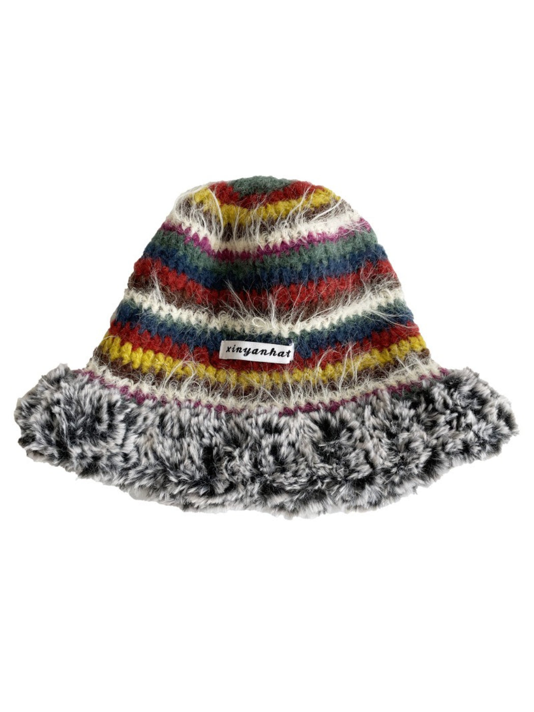 Haila - Fuzzy Striped Crochet Beanie