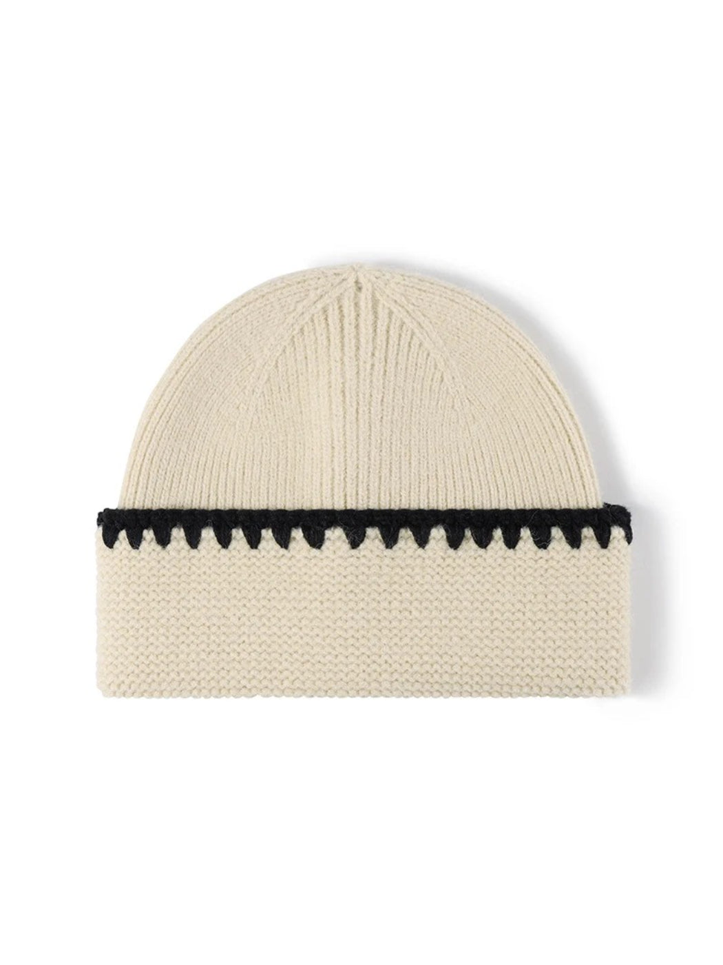 Haila - Contrast Trim Fold-Over Knit Beanie