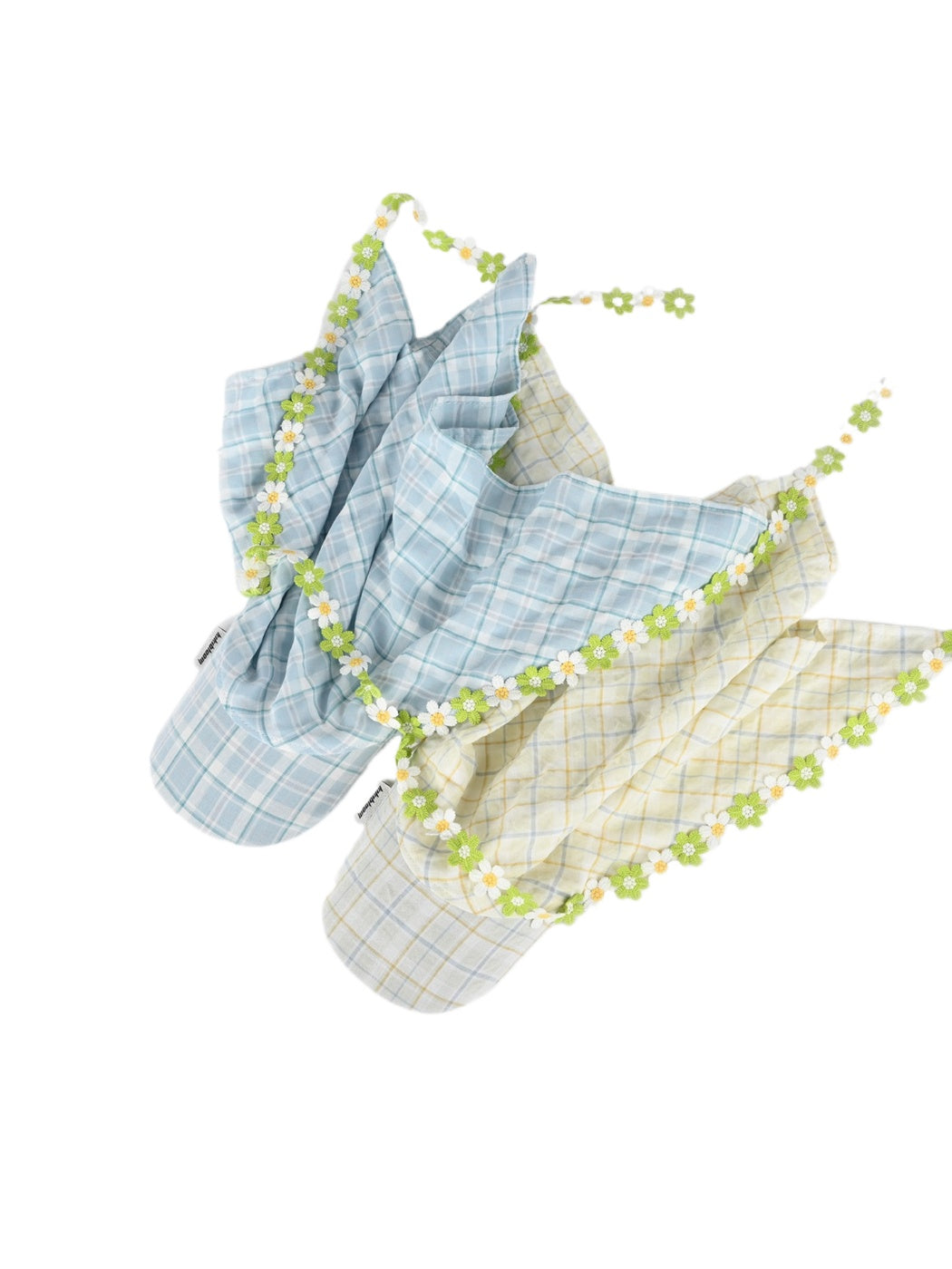 Haila - Daisy Trim Plaid Scarf Cap