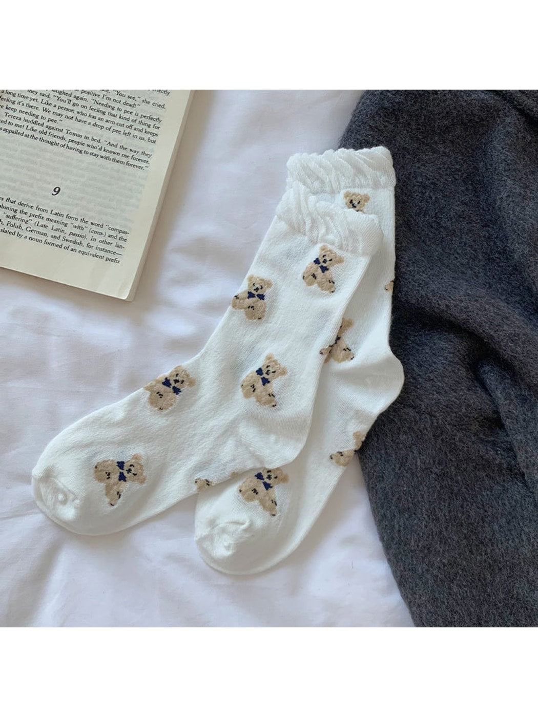 Rufia - Sweet Bear Pattern Everyday Crew Socks
