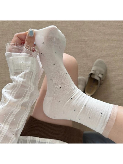 Rufia - Lace Dot Mid-Calf Socks - image 2