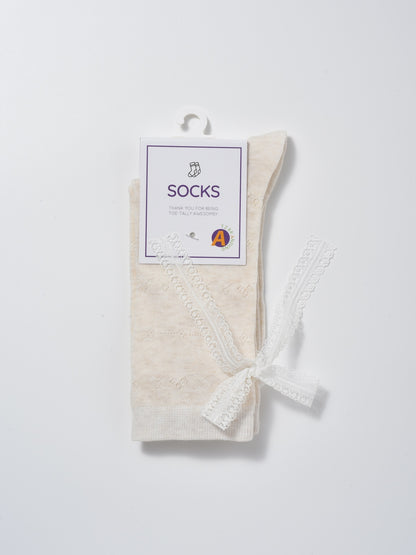 Rufia - Elegant Bow Lace Accent Crew Socks product image 7