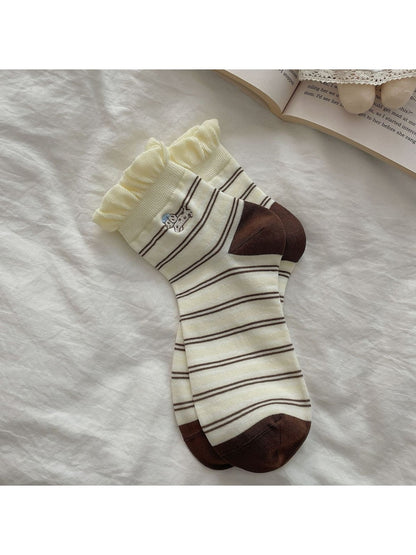 Rufia - Cute Dog Decorative Ruffle Cuff Socks