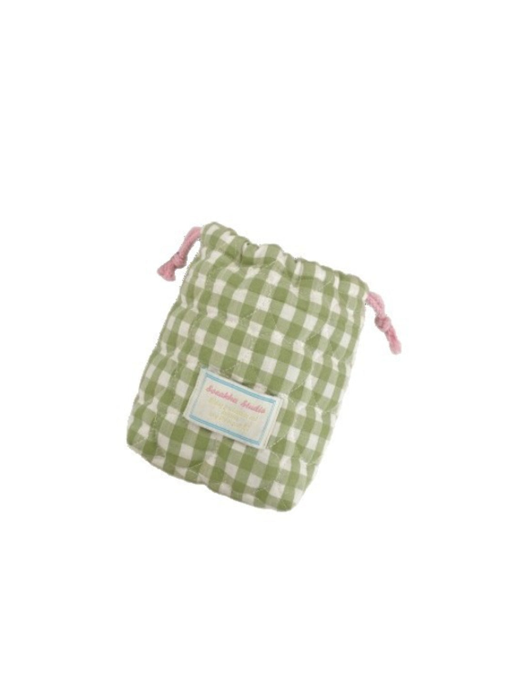 Cosbai - Gingham Padded Drawstring Pouch Bag