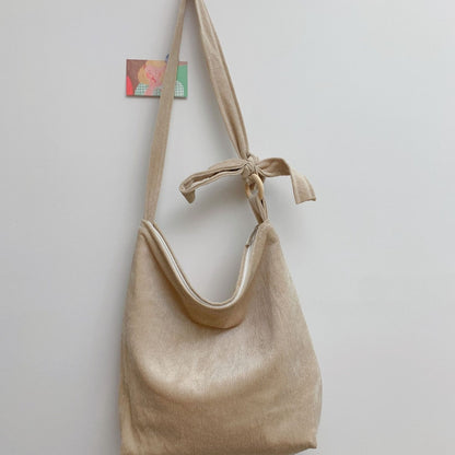 Cosbai - Vintage Solid Corduroy Shoulder Bag
