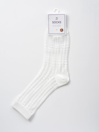 Rufia - Polka Dot & Striped Sheer Crew Socks
