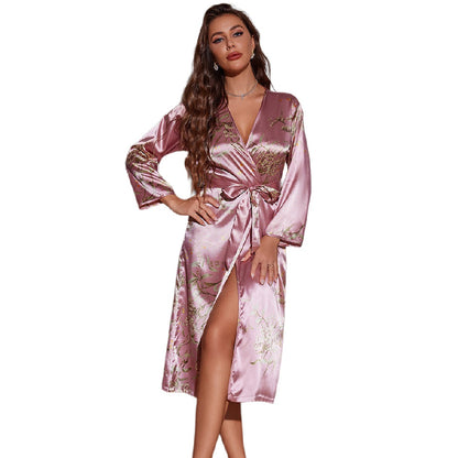 Yojams - Elegant Floral Robe Mid-length Loungewear