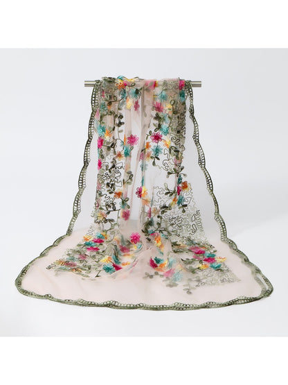 Scarvii - Lace Embroidered Floral Scarf