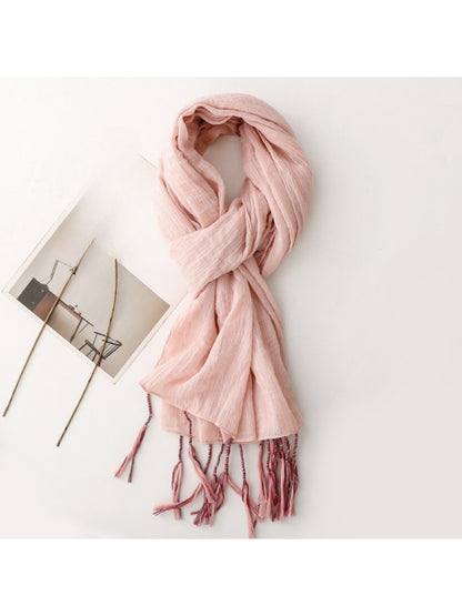 Scarvii - Light Crinkled Texture Tassel Edge Scarf