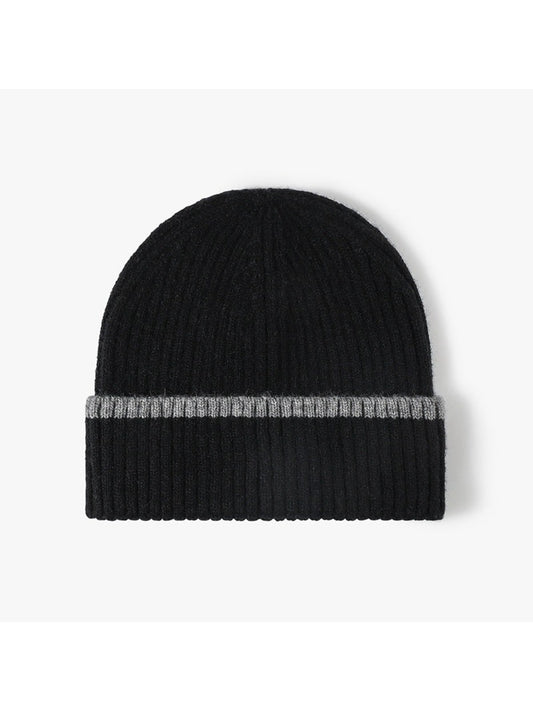 Haila - Contrast Stripe Ribbed Cuffed Knit Beanie