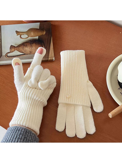 Gloving - Women's Layered Ribbed Knit Winter Gloves