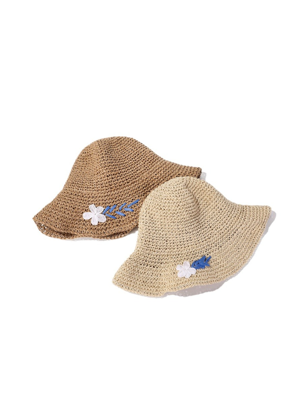 Haila Coastal Bloom straw look hat with wide brim and floral pattern on band