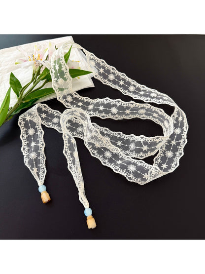 Scarvii - Romantic Floral Lace Long Narrow Scarf