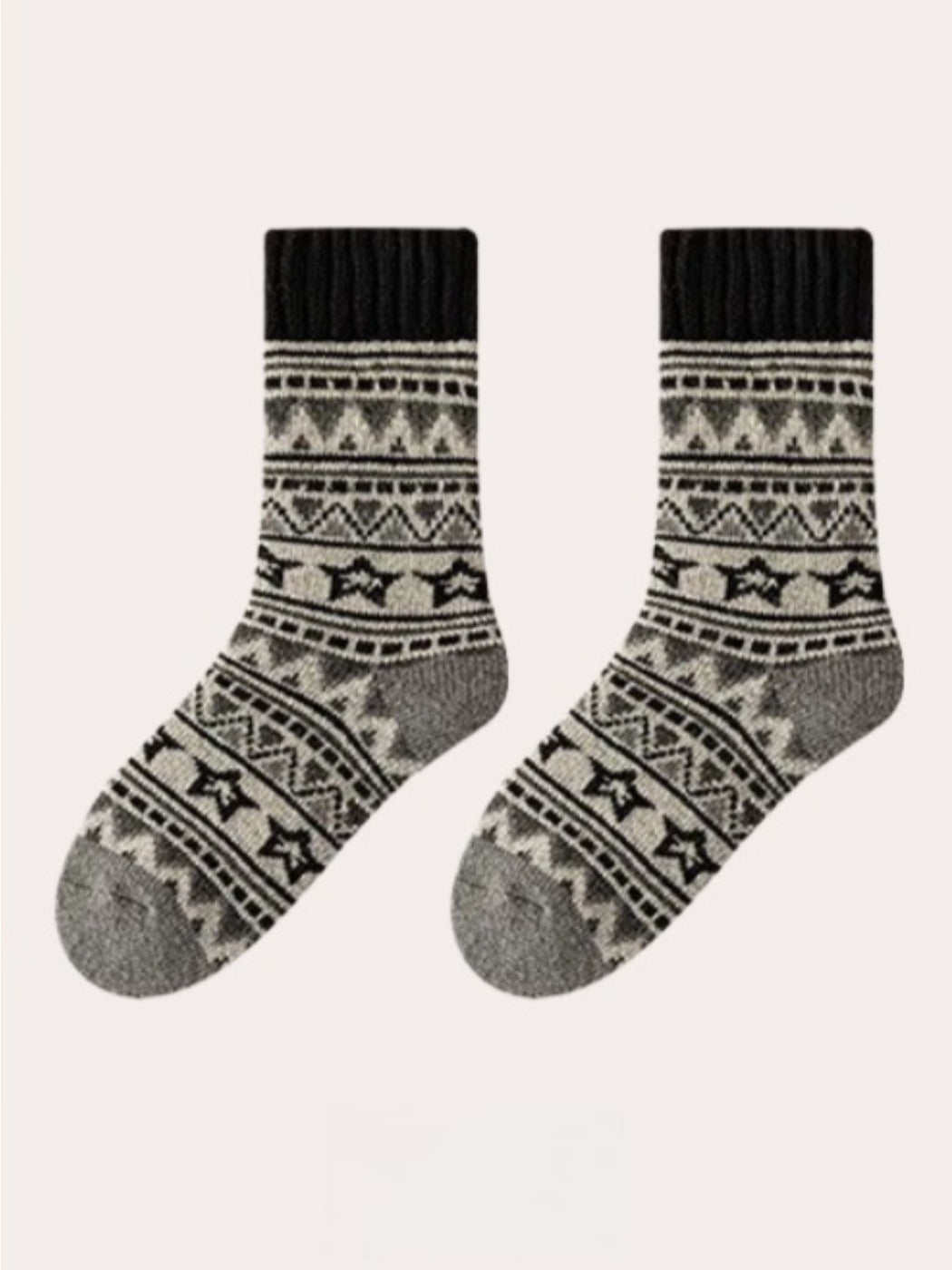 Rufia - Thick Bohemian Pattern Mid-Calf Socks - Soft & Warm