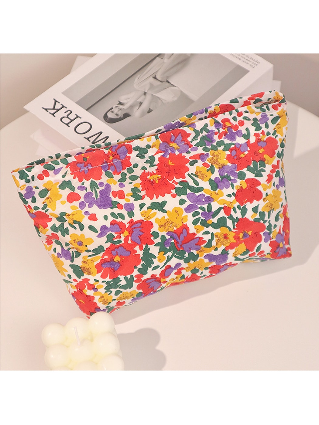 Cosbai - Flower Print Makeup Storage Pouch