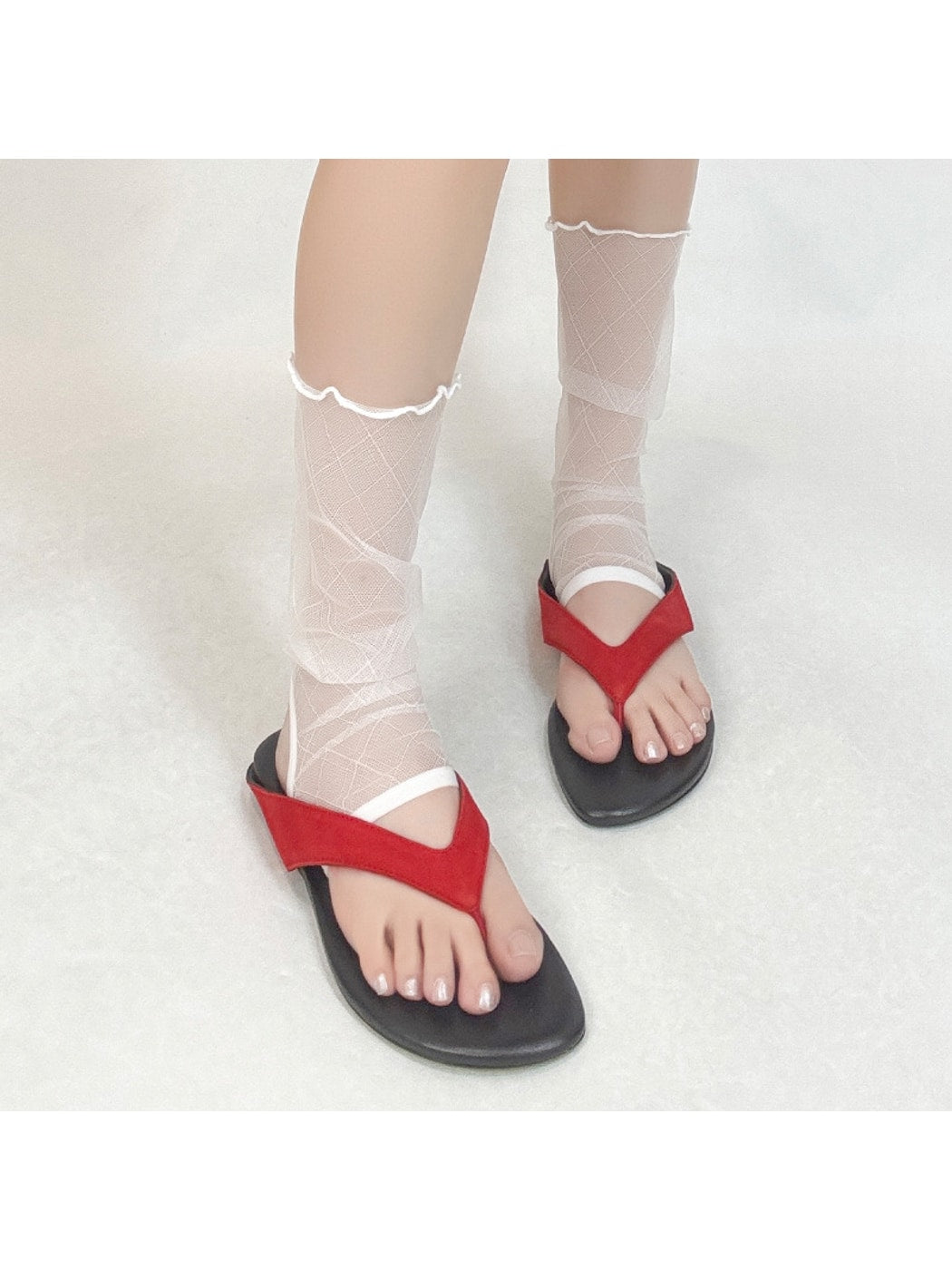 Cozyra - Sheer Diamond-Mesh Stirrup Leg Warmers