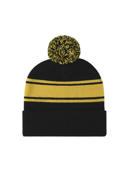 Haila - Striped Pom Cuffed Knit Beanie