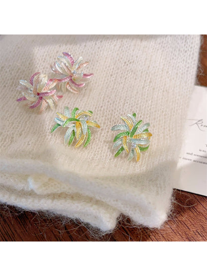 Close-up of Earwish Color Burst Floral Earrings with vibrant multicolor petals
