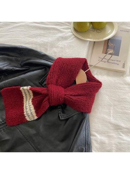 Scarvii - Contrast Stripe Ribbed Knit Scarf