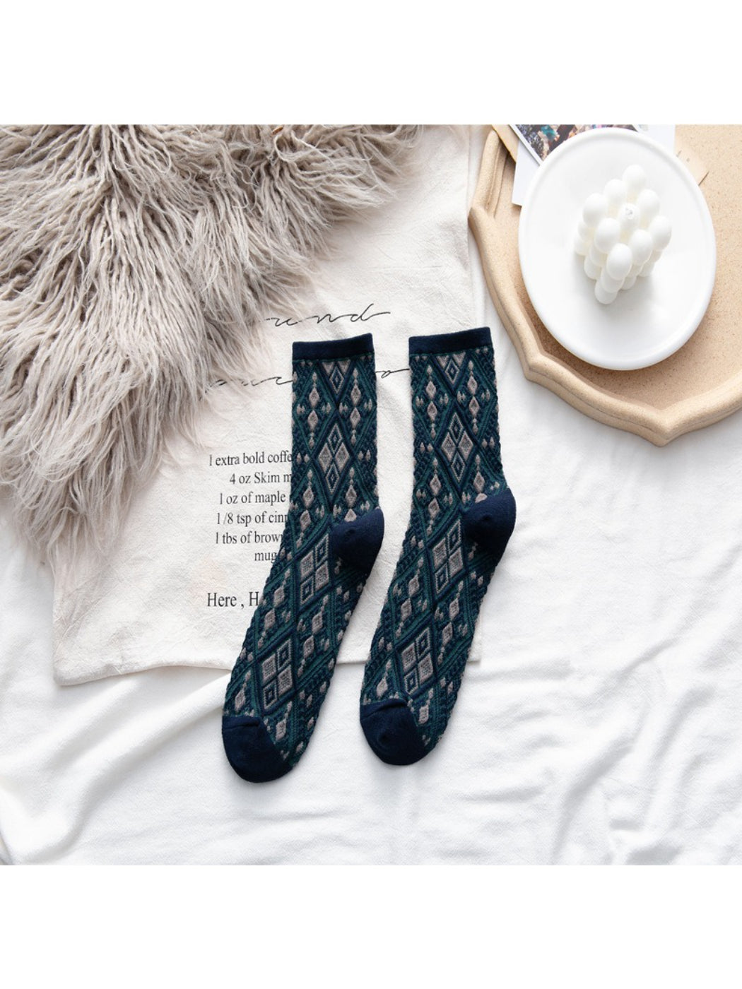 Rufia - Diamond Stitch Crew Socks