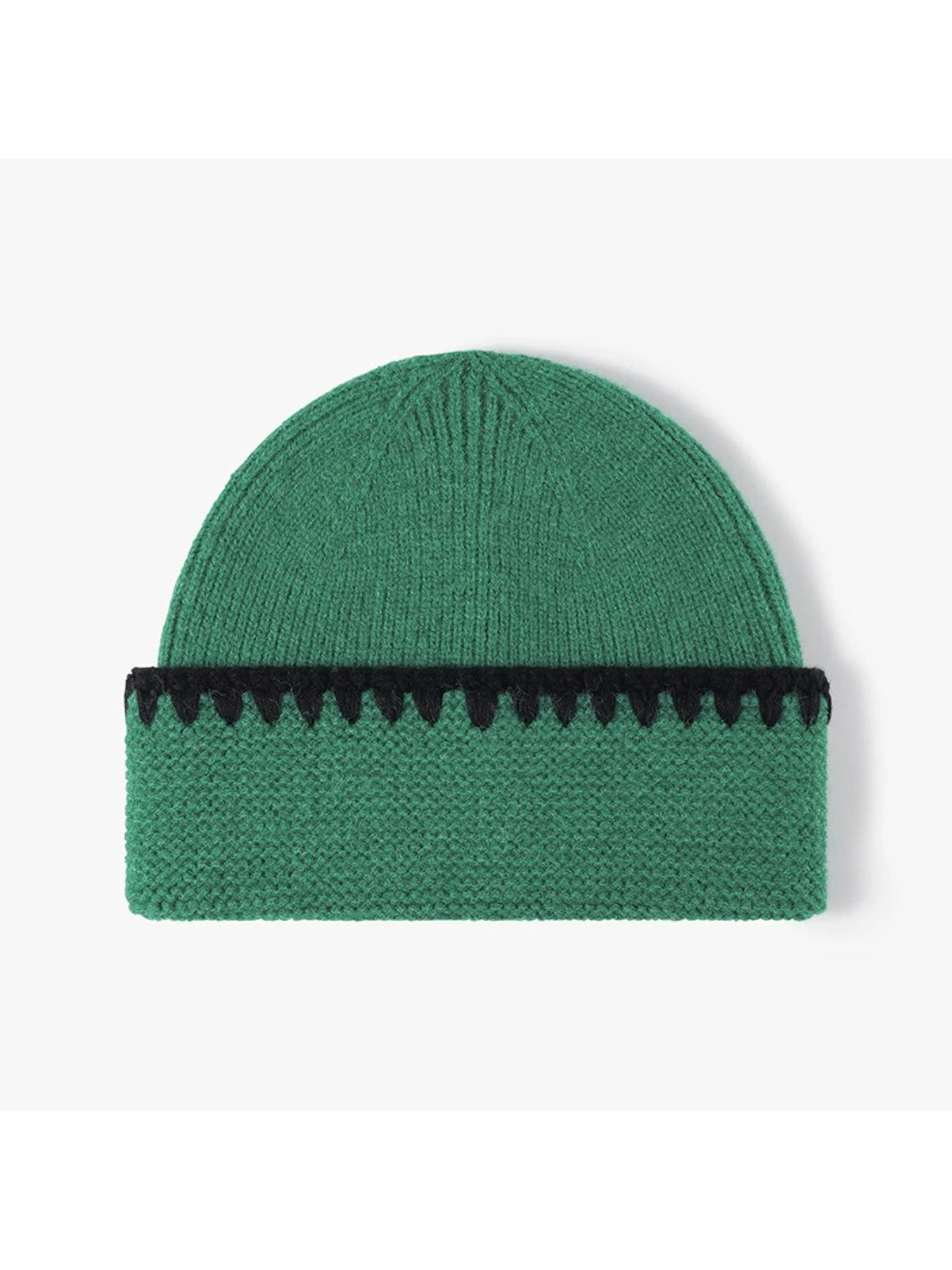 Haila - Contrast Trim Fold-Over Knit Beanie