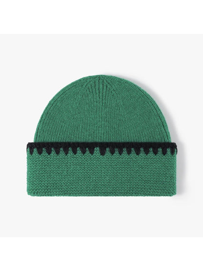 Haila - Contrast Trim Fold-Over Knit Beanie