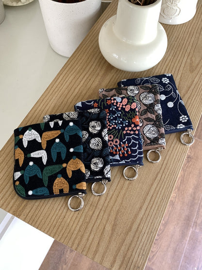 Cosbai Small Coin Purse with Floral Prints color options including Black, Khaki, Green