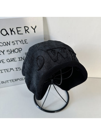 Haila - Rolled Edge Letter Detail Women's Slouchy Cap