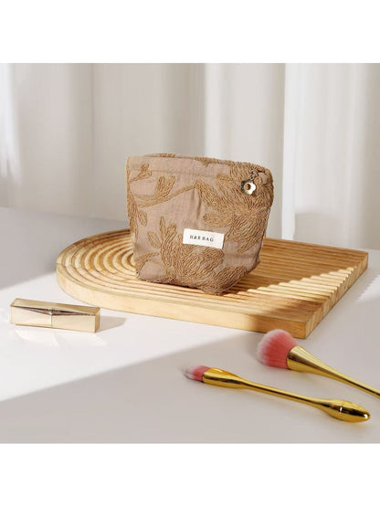 Cosbai - Floral Embossed Clutch Style Makeup Pouch