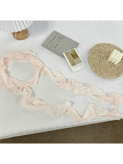 Scarvii - Slim Ruffle Edge Decorative Long Scarf