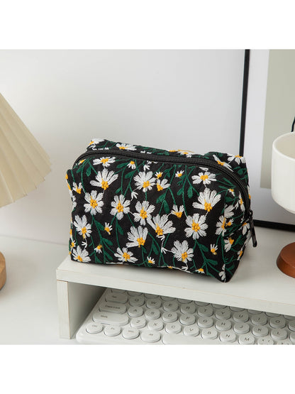 Cosbai - Elegant Floral Embroidery Cosmetic Organizer Bag
