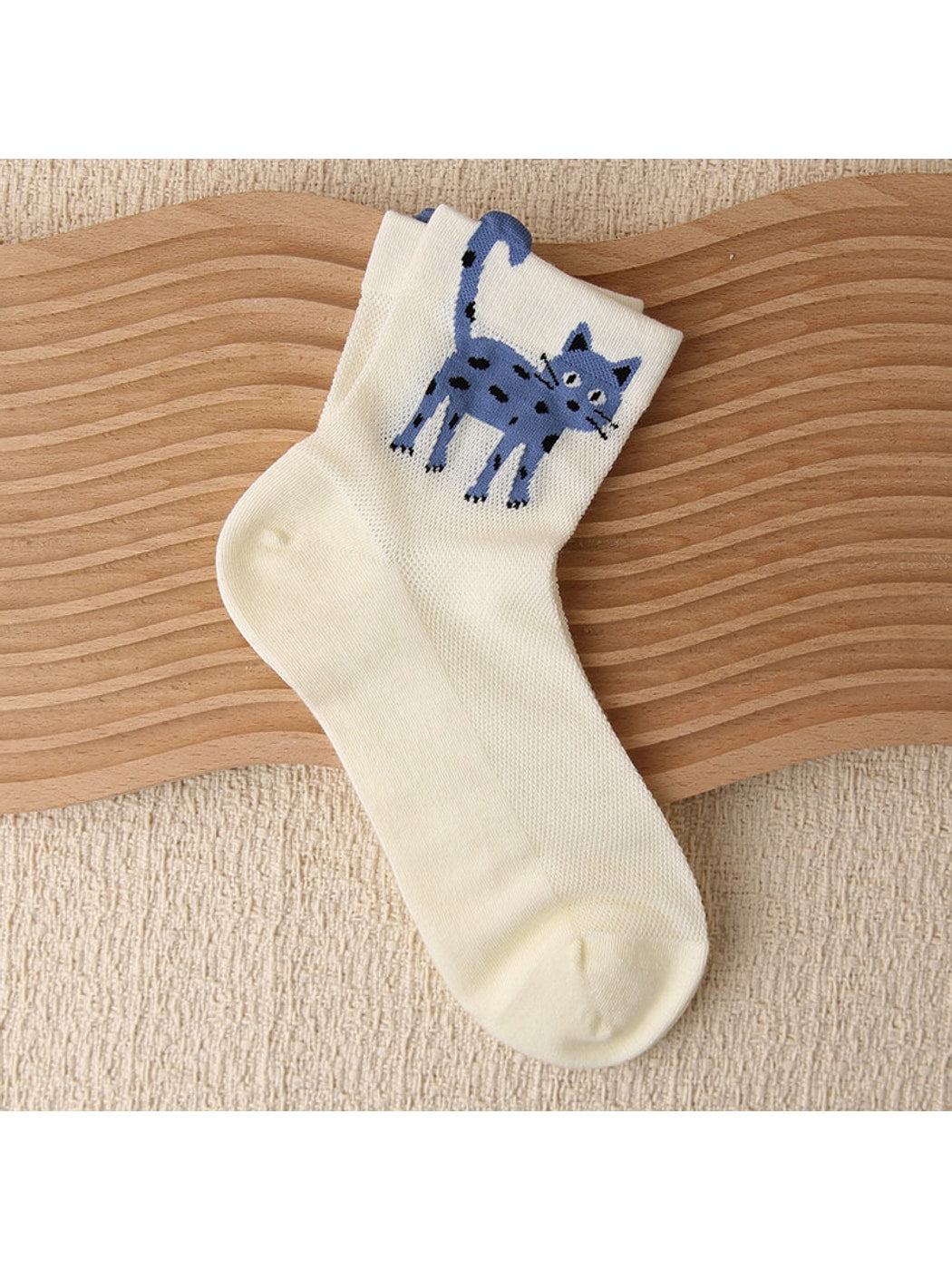 Rufia - Cute Cartoon Cat Pattern Crew Socks
