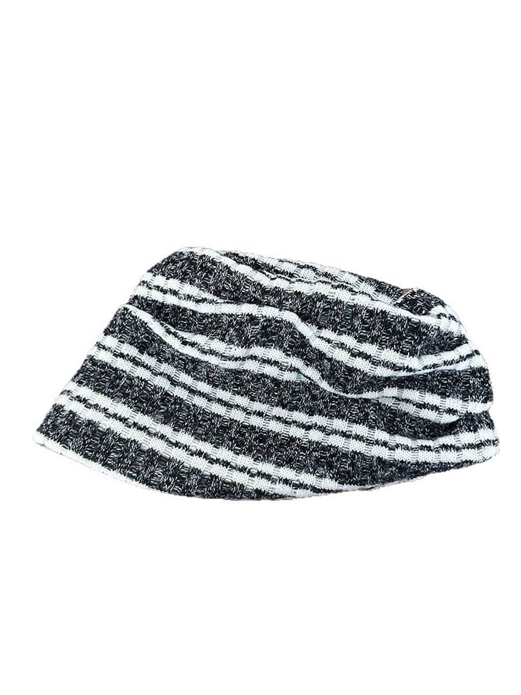 Haila - Women's Flat Crown Striped Knit Beanie