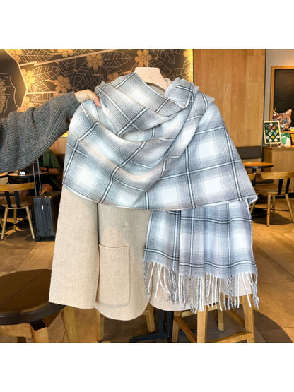 Scarvii - Classic Plaid Long Fringe Winter Scarf