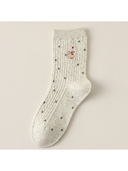 Rufia - Winter Mid-Calf Socks with Cartoon Animal Pattern