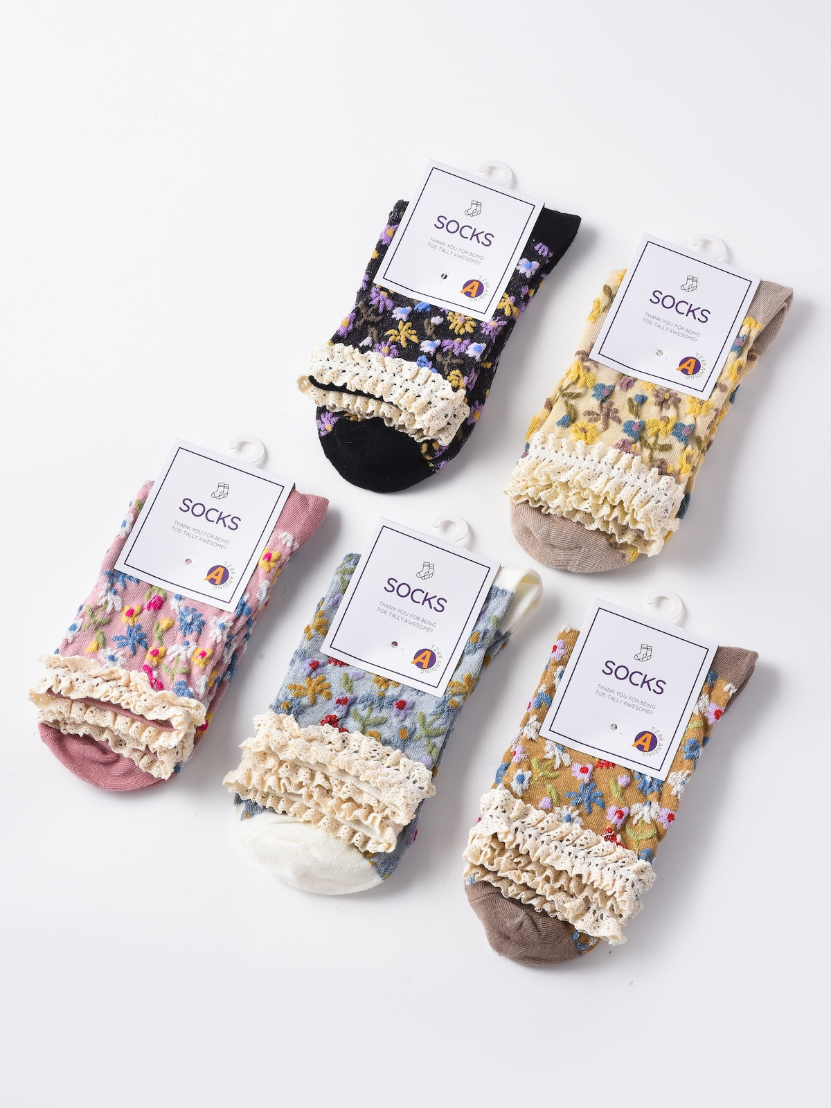 Rufia - Lace Trim Floral Garden Socks